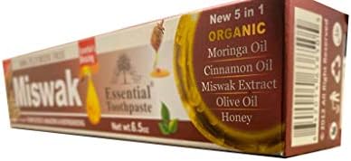 Essential Palace (Pack of 6) Organic Miswak Herbal Whitening Toothpaste - Refreshing- with Moringa Oil, Cinnamon Oil, Miswak Extract, Olive Oil & Honey- 100% Fluoride Free & Vegetable Base - 6.5 Oz