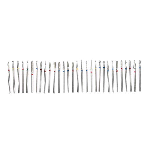 Russian Manicure Drill Bits, 30Pcs/Set Grinding Head Burr Set, Drill Bits Manicure Pedicure Tools Polishing Buffing for Polishing Buffing Bits[A]
