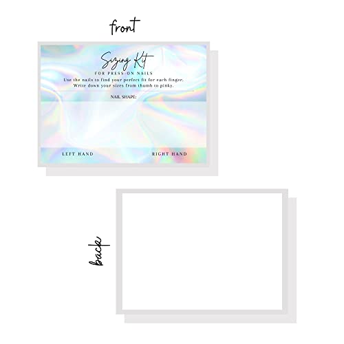 Press On Nail Sizing Card | 30 Pack | 5x7" inch Large Postcard |Press-On Nail Supplies | For DIY Press-On Nail Kit | Sizing Guide for Press-On Nails | Holographic Design
