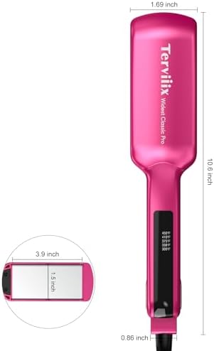 Terviiix Flat Iron Hair Straightener, 2 Inch Widest Ceramic Flat Iron for Hair, Professional Straightening Irons with Adjustable Temp, Fast Styling for Silky Smooth Hair, Dual Voltage, Auto Off, Pink