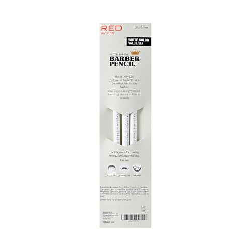 Red by Kiss 3PCS Barber Pencil with Built-in Sharpener Edge Hairline Razor Trace Pencils Beard Guide Beard and Hairline Outliner Pencils (White)