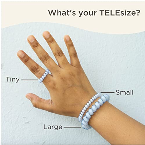 TELETIES - Small Spiral Hair Coils - Spring Collection - Ponytail Holder Hair Ties for Women - Phone Cord Hair Ties - Strong Grip, No Rip, Water Resistant, No Crease - 3 pack - Totally Turquoise