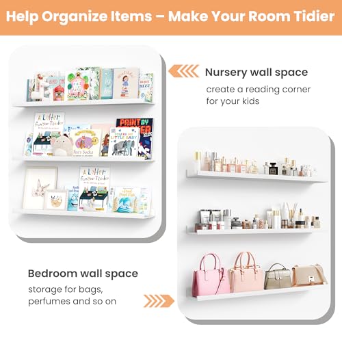 Floating Shelves for Wall Decor and Storage (6 Count)