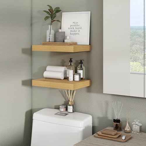 Floating Shelves 15.7" W x 10.3" D Oak Set of 2 (2 Count)