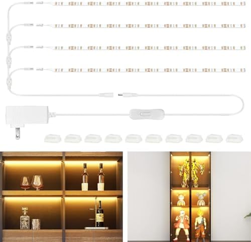 WOBANE LED Shelf Light, 4PCS 20inch Pre-Cut Strip Bars Warm White