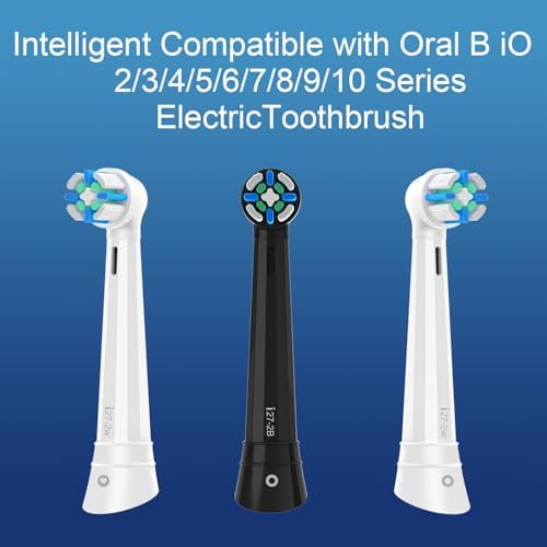 12 Pack Smart Cleaning IO Replacement Heads Compatible with Oral B iO 2 3 4 5 6 7 8 9 10 Series Electric Toothbrush, Brush Heads Compatible with Oral B iO Electric Handles (Black/White)