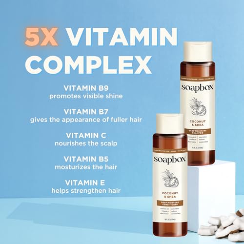 Soapbox Coconut Oil Conditioner, Sulfate & Paraben Free, Silicone Free, Color Safe, and Vegan Hair Conditioner (33.8 Ounces)