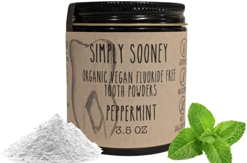 Remineralizing Vegan Fluoride Free Tooth Powder Peppermint Formula I Glass Jar I Stronger Teeth I Fresh Breath I with Xylitol I Organic Ingredients