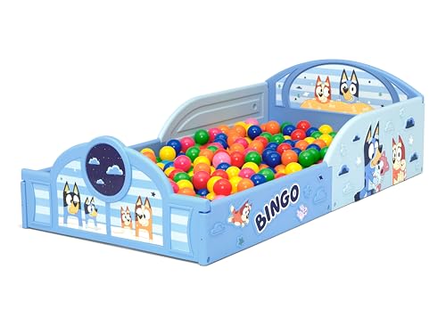 Delta Children - Bluey 4-Piece Toddler Room-in-a-Box Set – Includes Sleep and Play Toddler Bed, Table, 1 Chair and Fabric Toy Box, Blue