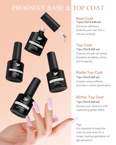 phoenixy 61 PCS Gel Nail Polish Kit with U V Light, 40 Colors Gel Nail Polish Set Manicure Starter Nail Kit Base Top Coat Gifts for Women
