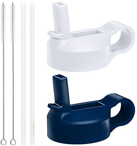 The Mass Wide Mouth Straw Lid Compatibility Most Sports Water Bottle (White & Cobalt)