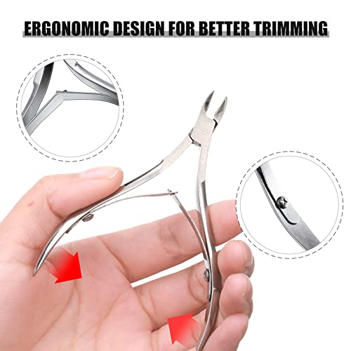 Chumia 20 Pcs Cuticle Trimmer Stainless Steel Cuticle Nippers, Nail Edge Cutter Clippers Dead Skin Trimmer Pointed Pedicure Manicure Nipper Remover Care Tools Bulk for Fingernails Toenails(Silver)