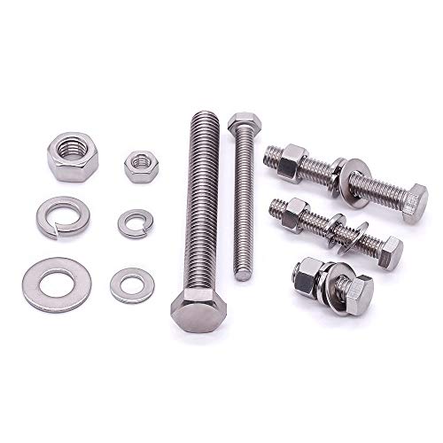 (4 Sets) M12-1.75 x 35mm Hex Bolt Kit, 304 Stainless Steel (18-8), Includes Hexagon Head Screws and Nuts, Flat & Lock Washers, Full Coarse Thread, for Machinery, Automotive, DIY - size: M12 x 35mm
