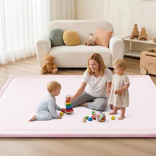 Baby Play Mat for Floor Nursery Rug Muscle Area Playroom Rug Elastic Foam 79x110" Playpenmat Elastic Foam 1.3" Thick Crawling Mat for Babies