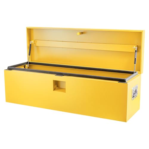 Industrial Steel Truck Tool Box w/Gas-Shock Lid, Pry-Resistant Security & Weatherproofing Toolbox Organizer Chest Fits Pickup, Truck Bed, RV, Trailer - color: Yellow, size: 15X15X48 inch
