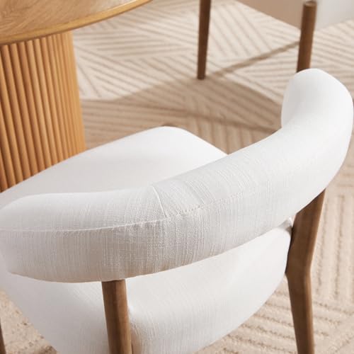 Janoray Dining Chairs Set of 4,Mid Century Modern Living Room Chairs with Unique Curved Open Back Comfy Upholstered Side Chair for Kitchen/Restaurant/Reception,Linen Beige