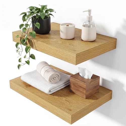 Floating Shelves 15.7" W x 10.3" D Oak Set of 2 (2 Count)
