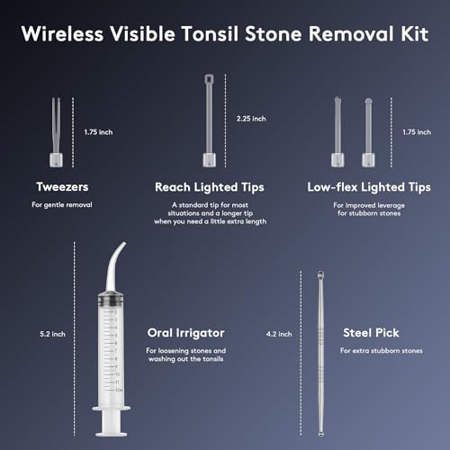 Tonsil Stone Removal Kit with Camera- 2025 Upgraded Tonsil Stone Remover Tool Connect with WIFI - Visual Led Light Tonsillolith Removal Tool with 4 Head Attachments (Black)
