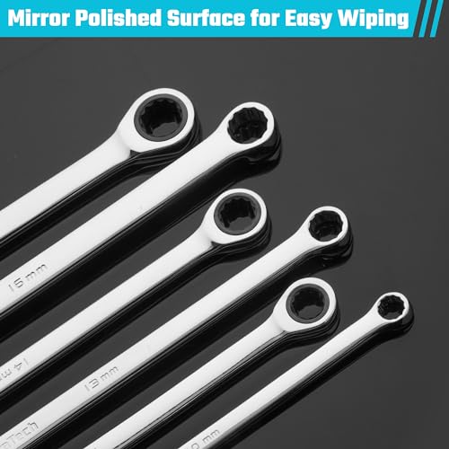 DURATECH 10mm Extra Long Ratcheting Wrench, Metric, CR-V Steel - size: 10mm