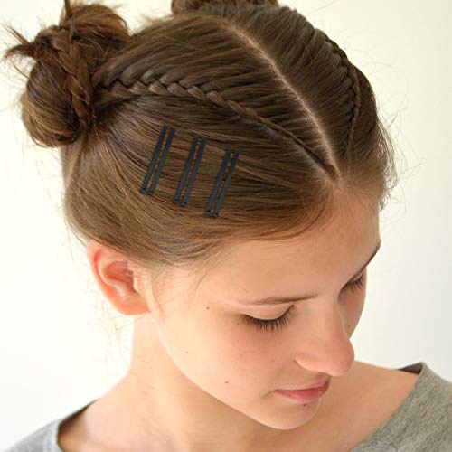 48 Pieces No Slip Metal Hair Clips Hairpin Open Center Metal Barrettes 2.36 x 0.39 Inch Snap Button Hairpin for Women, Gold Silver Black and Coffee