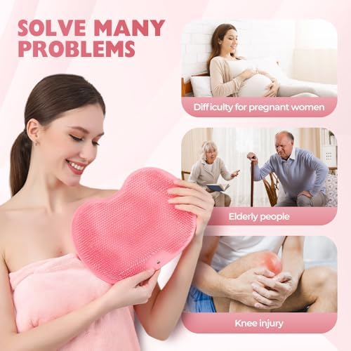 Silicone Shower Foot Scrubber Mat, 2025 Upgraded Shower Foot & Back Scrubber Massage Pad, Foot Back Cleaning Pad Wall Mounted Suction Cups Bath Wash Pad for Women Men (Blue)