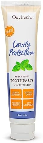 Oxyfresh Premium Cavity Protection – Fresh Mint Fluoride Toothpaste – Low Abrasion Anticavity Toothpaste for Sensitive Teeth – Remineralizing Enamel Repair to Prevent Tartar & Cavities | 5oz