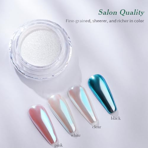 Pretty Diva Unicorn Chrome Nail Powder - Aurora Iridescent Effect Chrome Powders, Magic Moonlight Blue Mirror Finish Mermaid Chrome Powder for Nails Manicure Pigment