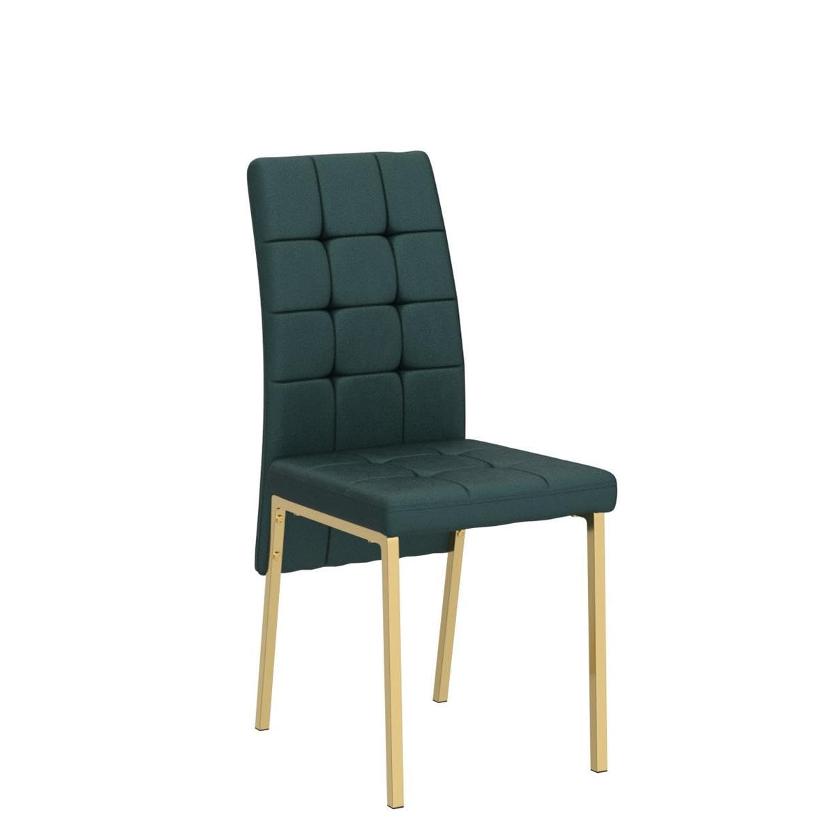 NORDICANA Upholstered Velvet Dining Chairs Classic Kitchen High Back Chairs Set of 4, Featured Dovetail Tufted Side Chairs, Golden Color Metal Legs, Forest Green