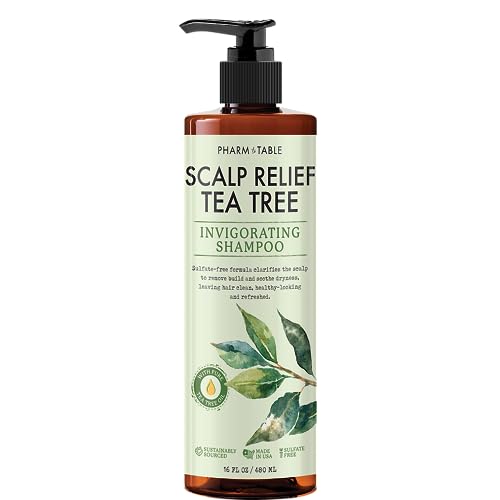 Tea Tree Shampoo For Men and Women, Deep Cleansing Sulfate-Free Formula - Relief for Dry Itchy Scalp - Infused with Tea Tree oil, Mint, Biotin and Vitamin E, 16.2oz
