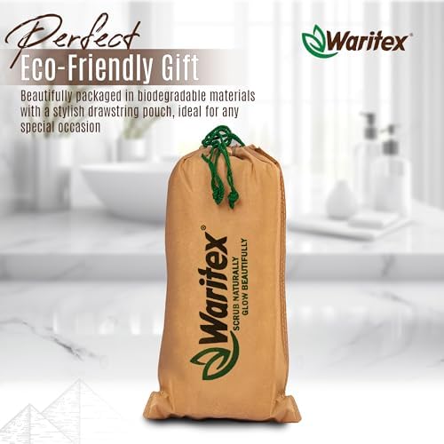 Natural Egyptian Loofah Back Scrubber for Shower, Extra-Long Exfoliating Strap Made with Natural Egyptian Loofah Fibers, Deep Cleaning Body Sponge for Men and Women – Soft Cotton Handles