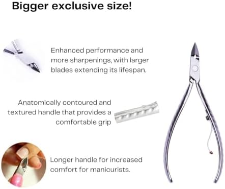Professional Cuticle Nipper Mundial 772 PR - Brazilian Manicure Quality Long Handle Stainless Steel Trimmer Cutter for Fingernails and Toenails
