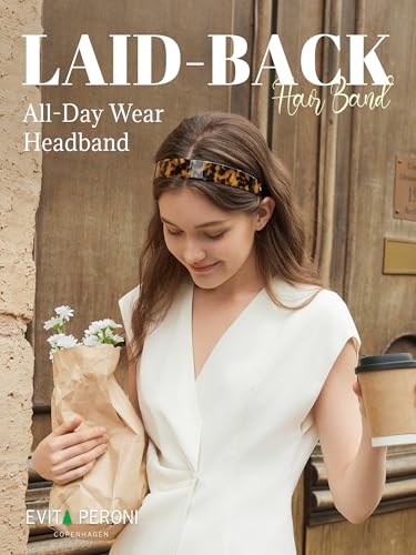 EVITA PERONI Wide Headbands for Women with Teeth Acetate Resin Hair Bands for Women's Hair No Headache Headband No Slip Hairbands-Tortoise