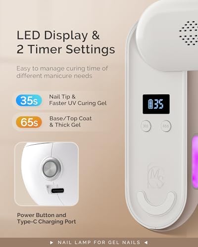MelodySusie Plus20F Cordless UV Nail Lamp, Innovative UV Protection Light for Gel Nails with 2 Timers & LED Display,Rechargeable Nail Art Tools for Manicure Fast Curing Gel Polish at Salon & Home