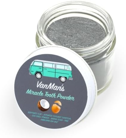 Vanman’s - Miracle Tooth Cleaning Powder Toothpaste - Fluoride-Free Whitening Tooth Powder with Coconut Charcoal, Eggshell Powder - Remineralizing Tooth Powder - 2.5 Ounce