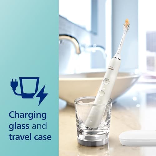 Philips Sonicare DiamondClean Smart 9300 Electric Toothbrush, Sonic Toothbrush with App, Pressure Sensor, Brush Head Detection, 4 Brushing Modes and 3 Intensity Levels, White, Model HX9903/05
