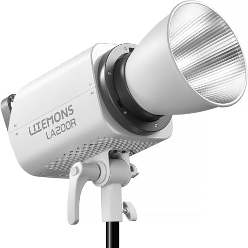 Godox Litemons RGB LED (White) Monolight 220W, 1800–10000K Full Color Video Light, 64,000 Lux, NFC & App Control, Bowens Mount, AC or Battery Power (LA200R)