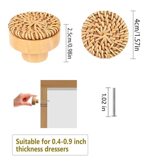 Rattan Knobs 20Pcs Vintage Rattan Handles - Furniture Cabinet/Dresser/Drawer Knobs for Cabinet