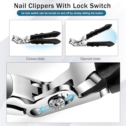 Clipmaster Pro Nail Clippers for Seniors, Clip Master Pro Toenail Clippers, Long Handled Ergonomic Curved Toenail Clippers for Seniors, Wide Jaw Thick Toenail Clipper Men Women, 2 PCS