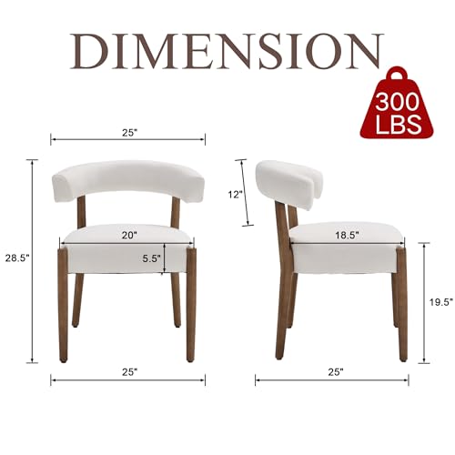 Janoray Dining Chairs Set of 4,Mid Century Modern Living Room Chairs with Unique Curved Open Back Comfy Upholstered Side Chair for Kitchen/Restaurant/Reception,Linen Beige