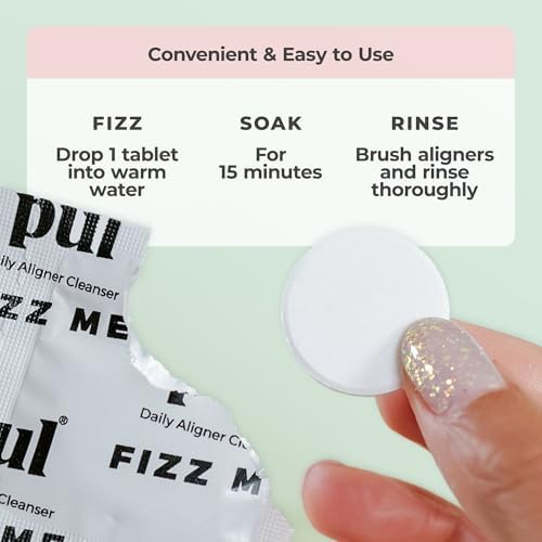 PUL Aligner Cleaner Tablets (Pack of 96) – For Cleaning Invisalign, All Clear Aligners & Retainers – Removes Odor, Stains, Plaque – Cleans Dentures, Night & Mouth Guards, All Dental Removables
