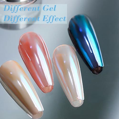 Pretty Diva Unicorn Chrome Nail Powder - Aurora Iridescent Effect Chrome Powders, Magic Moonlight Blue Mirror Finish Mermaid Chrome Powder for Nails Manicure Pigment