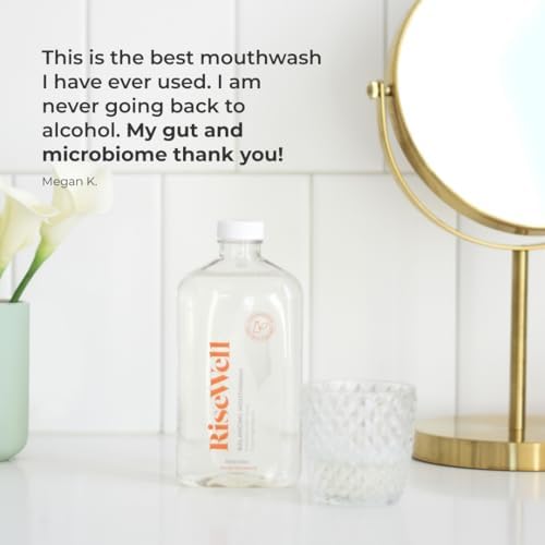 RiseWell Balancing Mouthwash - PH Balancing Alkaline Alcohol Free Mouthwash - Dentist Developed Dry Mouth Rinse - No Added Fluoride and SLS-Free - Wild Mint, 16 Oz