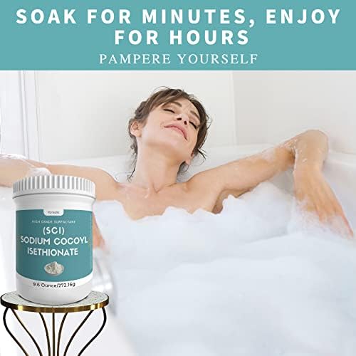 9.6 oz Sodium Cocoyl Isethionate, Premium Sodium Cocoyl Isethionate (SCI) Powder, Amazing Bubbles, Gentle on Skin, Biodegradable, Suitable for Making Bath Bombs, Bath Truffles and More
