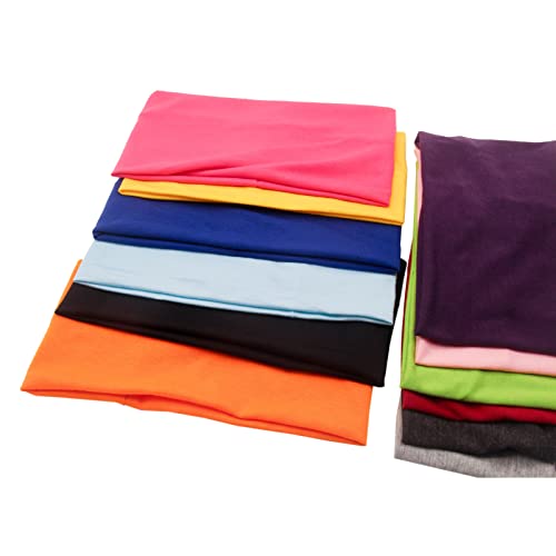 Yeshan Pack of 12 Wide 5 Inch Wicking Stretchy Athletic Bandana Headbands/Head wrap/Yoga Headband/Head Scarf/Best Looking Hairband for Sports or Fashion,Candy Colors in Wide No3 12PCS