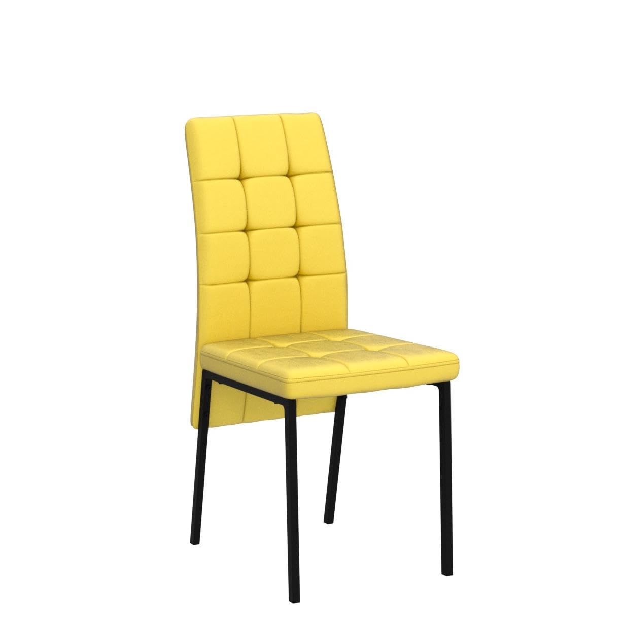 NORDICANA Upholstered Velvet Dining Chairs Classic Kitchen High Back Chairs Set of 4, Featured Dovetail Tufted Side Chairs, Black Metal Legs, Yellow