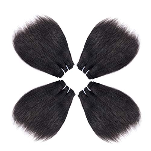 Liang Dian 10 Inch Short Human Hair Bundles Natural Color 4 Bundles 12A Brazilian Virgin Hair 100% Unprocessed Straight Human Hair(10"10"10"10")