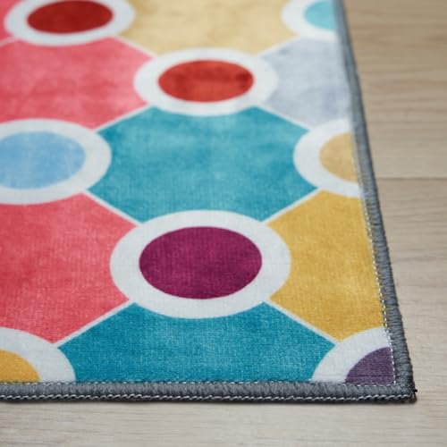 Machine Washable Polka Dot Rug for Kids Area