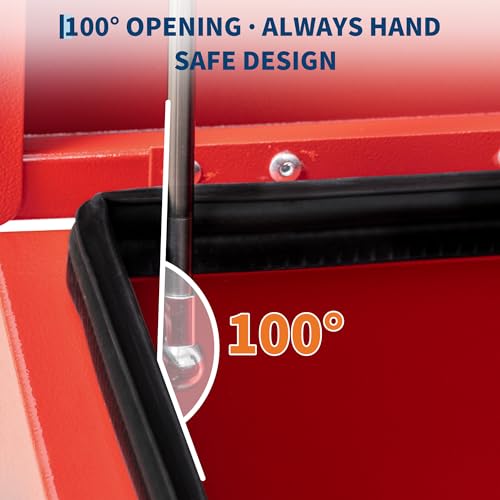 Industrial Steel Truck Tool Box w/Gas-Shock Lid, Pry-Resistant Security & Weatherproofing Toolbox Organizer Chest Fits Pickup, Truck Bed, RV, Trailer - color: Red, size: 15X15X30 inch