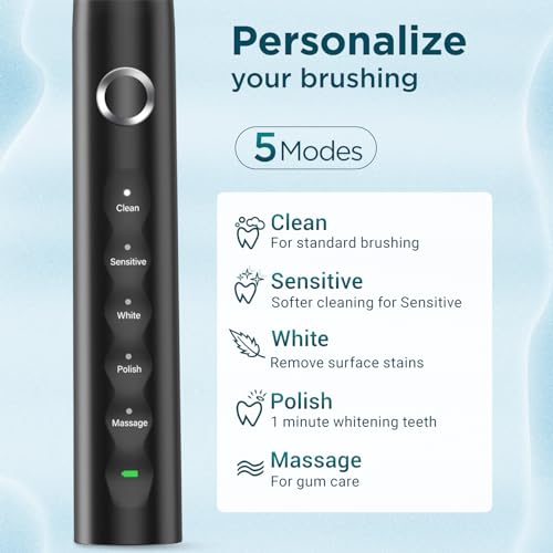 Electric Toothbrush for Adults with 8 Brush Heads, Sonic Toothbrush Rechargeable with a Holder & Travel Case, 2.5 Hours Charge for 120 Days Use
