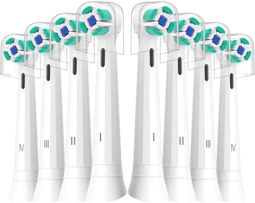 Replacement Heads Compatible with Oral B iO Electric Toothbrush, Soft Toothbrush Heads Fit for Oral-B iO 2/3/4/5/6/7/8/9/10 Series with Covers (White, 8 Count (Pack of 1))